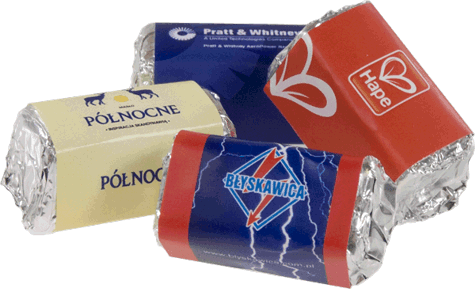 Michałki reklamowe, nadruk na obwolucie, cena za 1 kg dla ilości 15kg, możliwe różne opakowania
