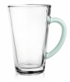 Kubek szklany, 300 ml, różne kolory ucha
