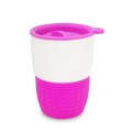 Kubek ceramiczny z uchwytem i pokrywką, porcelana New Bone China, silikon, 300 ml, 85/55 x 115 mm, cena na zapytanie
