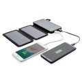 Ładowarka solarna/powerbank, PU, 155 x 82 x 25 mm, 8000 mAh, potrójny panel, lampka LED, wejście 5V/2a, wyjście 5V/2,1A

