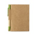 Notes z długopisem-eko, papier z recyklingu, 110 x 85 x 9 mm, 80 kartek w linie, niebieski wkład
