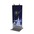 Świeca świąteczna, 150 x 60 mm, metalowa podstawka, niekapiąca, samogasnąca, czas palenia ok. 2 godz.
