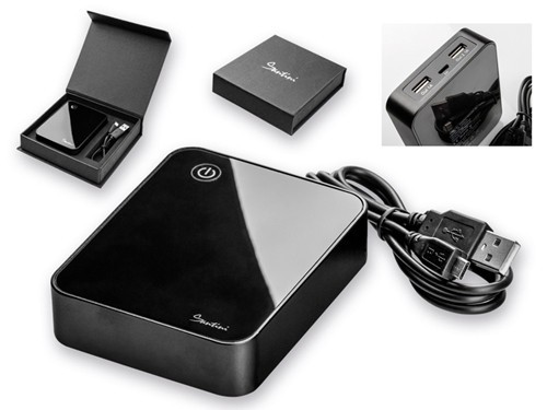 Powerbank, 144 x 35 x 127 mm, metal, 8000 mAh, pudełko prezentowe
