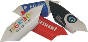 Krówki reklamowe, nadruk na papierkach, cena za 1 kg dla ilości 10 kg, możliwe różne opakowania - pudełka, torebki, woreczki, tuby
