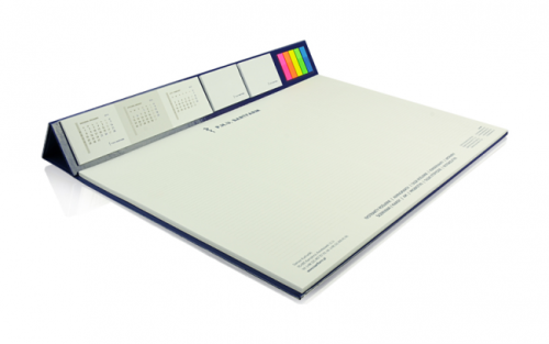 Podkład na biurko z kalendarzem, kaszerowany, 483 x 411 mm, kalendarz, 2 notesy samoprzylepne, znaczniki, dowolny nadruk, cena na zapytanie