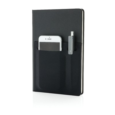 Notes A5 z kieszonkami, PU, kieszeń na telefon i długopis, 80 kartek ecru
