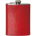 Piersiówka 240 ml z okleiną - skóra premium, min. zam. od 10 szt. 14,7 x 9,5 cm, pudełko upominkowe