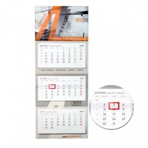 Kalendarz reklamowy trójdzielny główką płaską