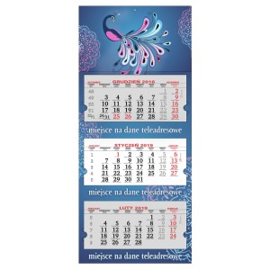 Kalendarz reklamowy trójdzielny standard, główka płaska