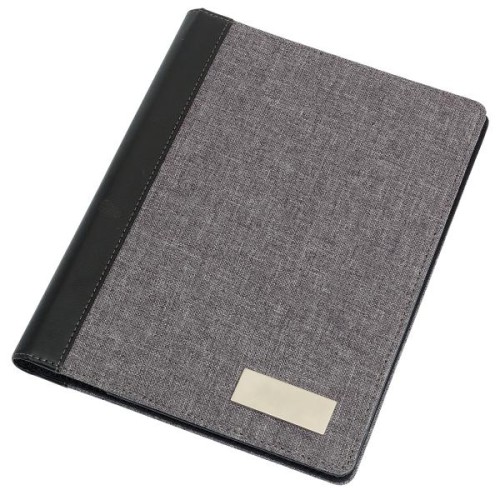 Teczka z notesem, PU, plastik, len, 232 x 173 x 12 mm
