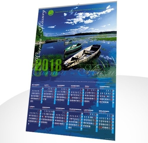 Kalendarz plakatowy, listwowany, B2, 480 x 680 mm, 170g, opcja 250g, foliowanie, lakier UV, cena dla 1000 szt. (dla 100 szt. - 5,00). Od 5 szt. Dostępne formaty A2 i B1