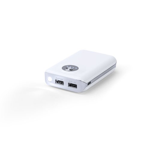 Powerbank 6000 mAh, ABS, 63 x 25 x 97 mm, latarka LED, 4 diody poziomu ładowania, wejście 5V/1A, wyjście 5V/1A/2.1A, kabel micro USB
