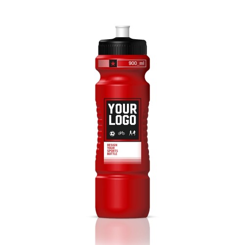 Bidon na zamówienie, poj. 900 ml, nadruk 48 x 105 mm, 14 kolorów do wyboru, można mieszać kolory, cena dla min. 100 szt. i nadruku w jednym kolorze
