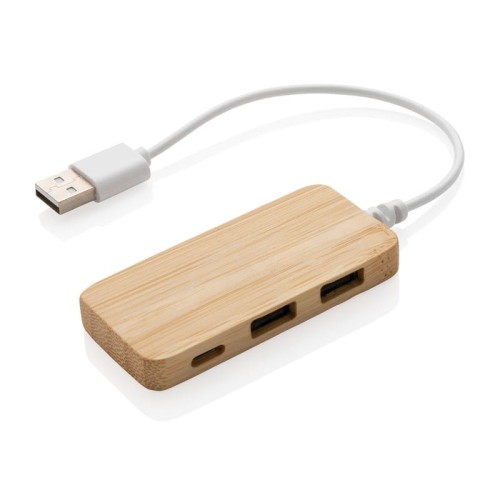 hub - reklamowy - bambus - smartfon, komputer - znakowanie - nadruk - laser