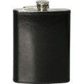Piersiówka 240 ml z okleiną - skóra premium, min. zam. od 10 szt. 14,7 x 9,5 cm, pudełko upominkowe