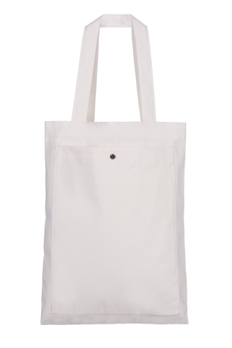 Torba bawełniana z kieszenią, 45 x 54 cm, uszy 60 x 4 cm, kieszeń zapinana na napę, cena na zapytanie