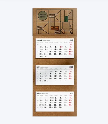 kalendarz - reklamowy - trójdzielny - ekologiczny - czas - gadżet - upominek - biuro - sklep - praca - nauka - znakowanie - nadruk