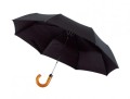 Parasol składany, metal, włókno szklane, automat, poliester pongee, śr. 101 cm, drewniany uchwyt
