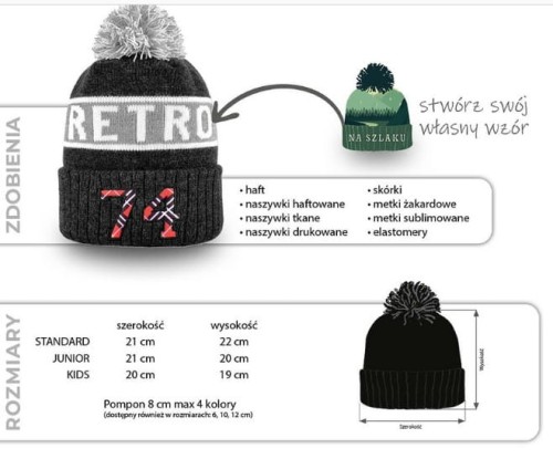 czapka - reklamowa - gadżet - upominek - podróż - zima - szkoła - znakowanie - haft - naszywka - żakard