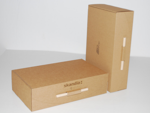 Pudełko na 2 butelki - kuferek duży, mikrofala 4-warstwowa, beżowa 215 x 90 x 357 mm 
