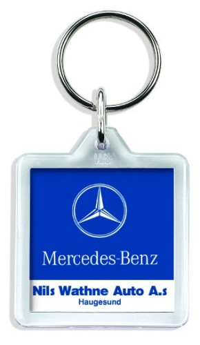 Brelok akrylowy, 47 x 30 mm, wkładka z obustronnym nadrukiem, cena dla 100 szt.
