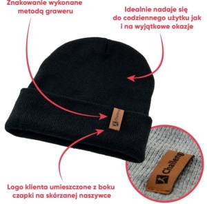 Czapka zimowa z metką skórzaną