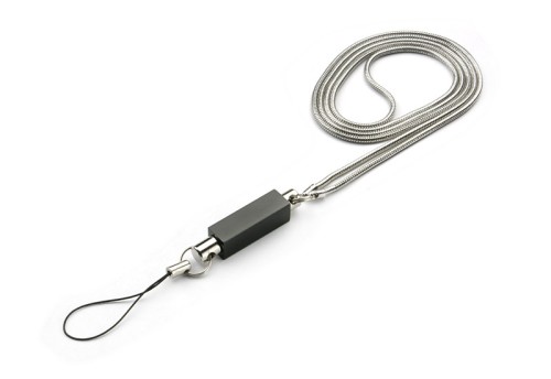 metal, 435 x 8 x 8 mm, 395 mm - łańcuszek, 25 mm metal, 45 mm sznurek, zdobienie laser, uchwyt do telefonu komórkowego