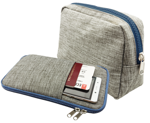 Zestaw podróżny, poliester 600D, portfel lotniczy, kosmetyczka