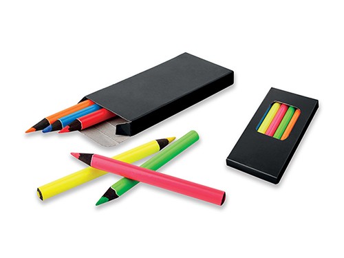 Kredki fluorescencyjne, 90 x 10 x 48 mm, 6 kredek
