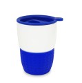 Kubek ceramiczny z uchwytem i pokrywką, porcelana New Bone China, silikon, 300 ml, 85/55 x 115 mm, cena na zapytanie
