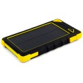 Powerbank z panelem solarnym 1W,  8000 mAh, wyjście 5V, 1A, 5V, 2A, 140 x 75 x 17 mm, obudowa odporna na zachlapanie