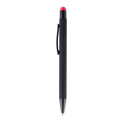 Długopis touch pen, aluminium, plastik, gumowany, śr. 10 x 142 mm
