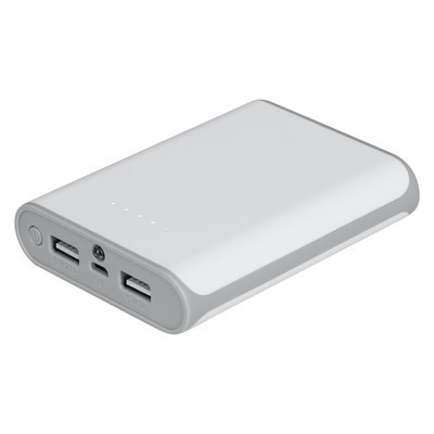 Powerbank 8000 mAh, tworzywo, 105 x 80 x 20 mm, 4 diody, kabel micro USB, wyjście 5V/1A. 5V/2A, wejście 5V/1A
