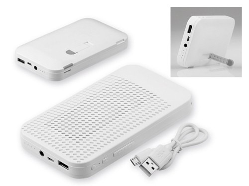 Powerbank z glośnikiem bluetooth, 144 x 26 x 80 mm, 4000 mAh, głośnik 3W
