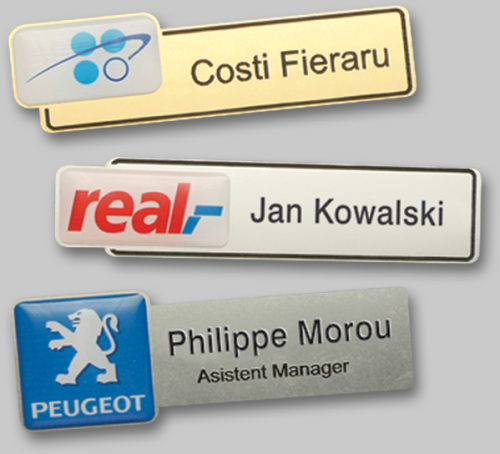 Identyfikator kształtowy, plastik, dowolny wymiar, kolory - biały, czerwony, czarny, srebrny, złoty, cena na zapytanie