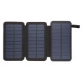 Ładowarka solarna/powerbank, PU, 155 x 82 x 25 mm, 8000 mAh, potrójny panel, lampka LED, wejście 5V/2a, wyjście 5V/2,1A
