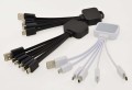 Kabel do ładowania 6 w 1, złącza USB, 2 x micro USB, mini USB, USB typ C, Lightning, podświetlane logo, cena dla min. 100, produkcja w Chinach - ok. 4 tyg.
