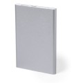 Powerbank aluminiowy, aluminium, 65 x 94 x 9 mm, 2000 mAh, wejście USB typ c, micro USB
