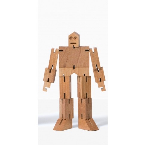 Robot drewniany - mały, drewno wiśniowe, 11 cm, po złożeniu w kostkę 4 x 4 x 4 cm, elastyczne połączenia, cena dla 12 szt.
