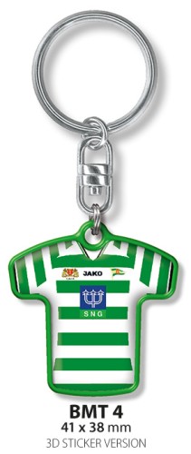 Brelok z tworzywa - sport, 41 x 38 mm,  obustronna wklejka żywiczna, cena dla min. 1000 szt., dowolna grafika.

