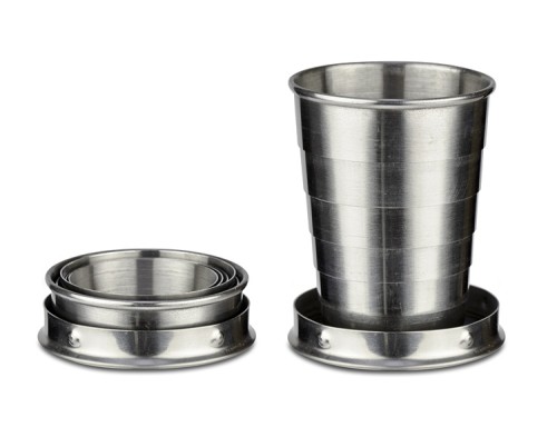 Składany kieliszek do smyczy, metal, 65 ml, złożony śr. 50 x 20 mm