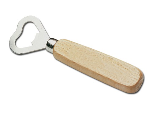 Otwieracz do butelek, 150 x 17 x 40 mm, drewno, metal
