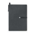 Notes z wyposażeniem-eko, z recyklingu, 101 x 12 x 142 mm, notes 70 stron w linie, papierowy długopis
