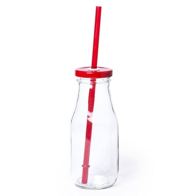 Butelka na napoje ze słomką, szkło, 320 ml, 63 x 154 x 63 mm

