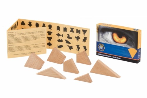 Puzzle drewniane GEM, drewno, 130 x 90 x 20 mm, 7 elementów, 101 figur do ułożenia, cena dla 50 szt. Możliwość personalizacji
