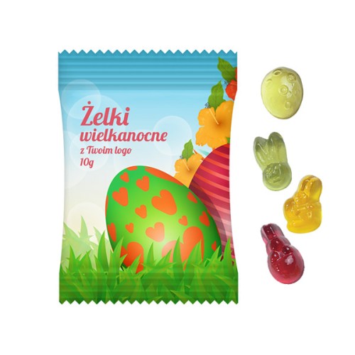 Żelki wielkanocne, paczuszka 10g, kształty wielkanocne, cena dla min. 2500 szt.
