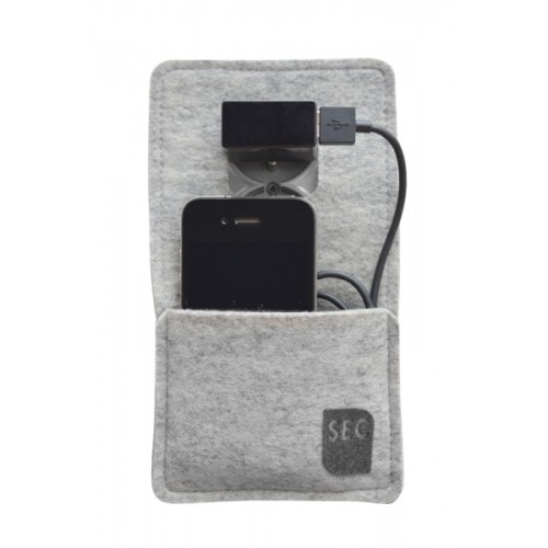 Kieszeń do ładowania telefonu z filcu z recyklingu PET, szyta na zamówienie, cena dla min. 50 szt. 11 x 25 cm
