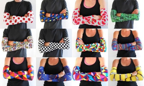 Rękawki do biegania z całościowym zadrukiem, 82% poliester, 18% elastan, 135g, guma z silikonem w górnej części cena dla 100 szt.
