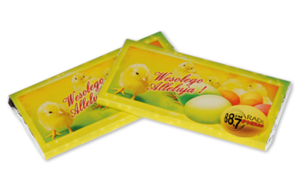 Czekolada reklamowa duża 100g, mleczna lub gorzka, cena dla min. 100 szt., nadruk 2 kolory na banderoli, 162 x 200 mm 
