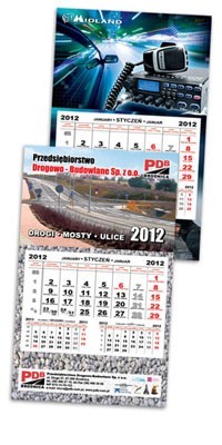 Kalendarz jednodzielny z główką płaską, 315 xx 530 mm, druk pełny kolor, folia błysk, cena dla 1000 szt. (min. 50 szt. - 8,12).